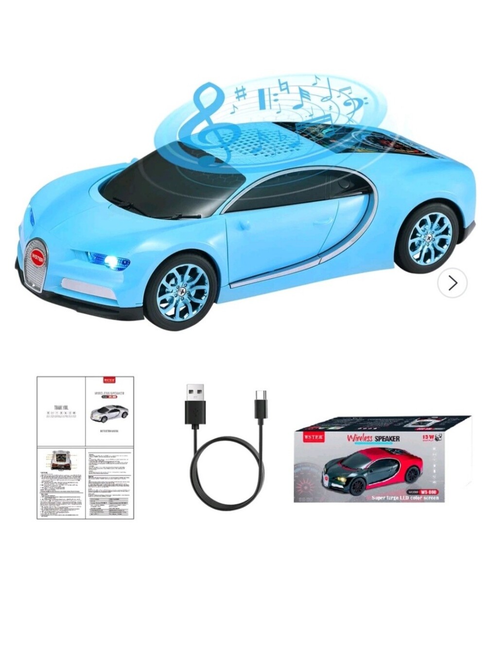 Blue Car-Shaped Bluetooth Speaker with Touch Controls